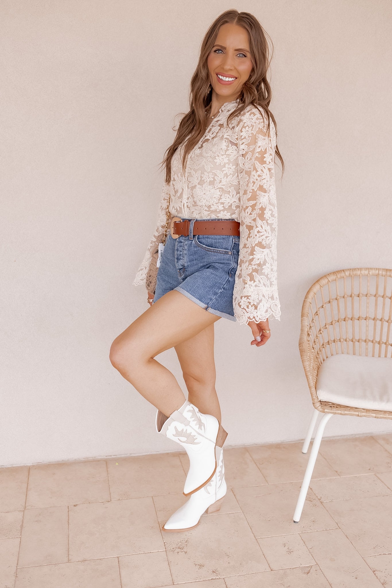 Boho Dreams Floral Lace Long Sleeve Blouse
