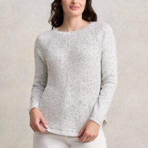 Cotton Blend Textured Jumper - Pearl Donegal